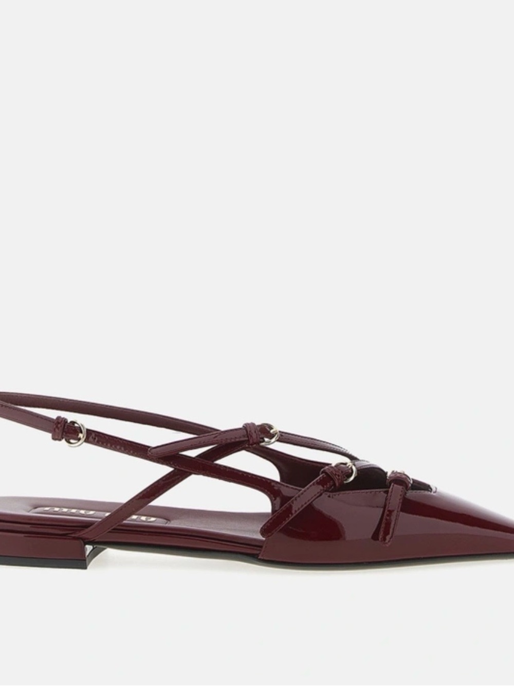 Patent Calfskin Leather Slingback Flats MIU MIU